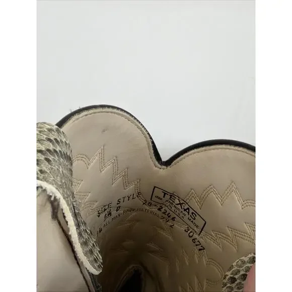 Texas Black Snakeskin Western Women's Boot Size 6.5 Two Tone Ladies Boots - Picture 7 of 8